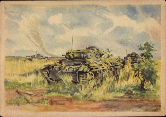 Artist PC Hensel, camouflaged tanks, Wehrmacht