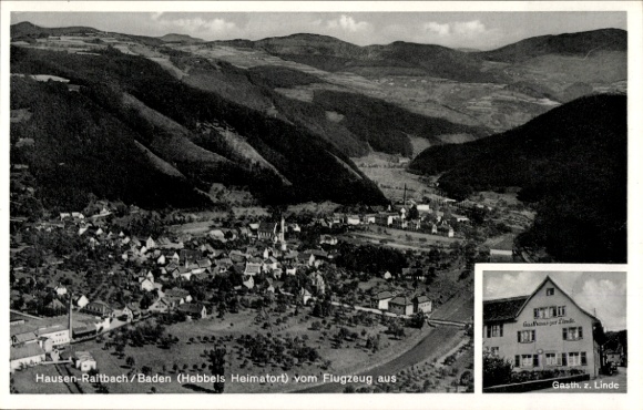 Ak Hausen  Raitbach im Wiesental Baden, Fliegeraufnahme, Gasthaus zur Linde