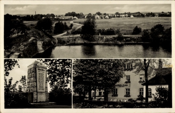 Ak Jesau Kamenz Sachsen, Gesamtansicht, Kriegerdenkmal, Gasthof E. Scholze
