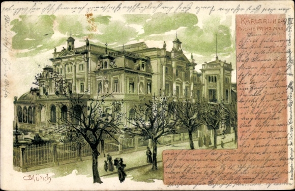 Artist Chromo-Litho Münch, C., Karlsruhe in Baden, Palais Prince Max