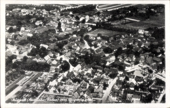 Postcard Künzell in Hesse, aerial view of houses, rural surroundings