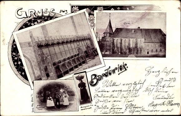 Ak Bardowiek Bardowick in Nedersaksen, kathedraal, binnenaanzicht, Bardowieker-kostuum