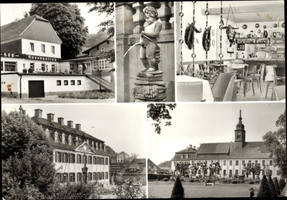 Ansichtkaart Diesbar Seusslitz Nünchritz aan de Elbe, HOG rozentuin, kasteel Seusslitz, huis na het werk