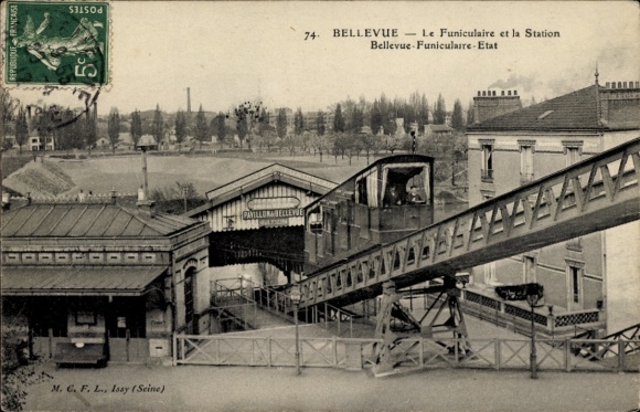 Ak Bellevue Hauts de Seine,  Funiculaire und Station Bellevue-Funiculaire-Etat
