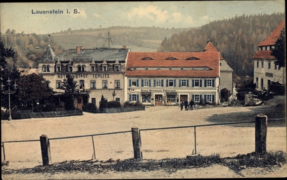 PC Lauenstein Altenberg in the Ore Mountains, street section, hotel city of Teplitz