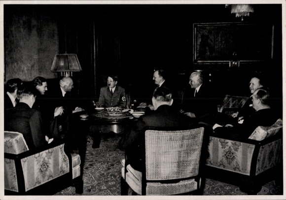 Sammelbild Adolf Hitler, Sir John Simon, Anthony Eden, Berlin, 1935, Sammelwerk Nr. 15 Bild 62