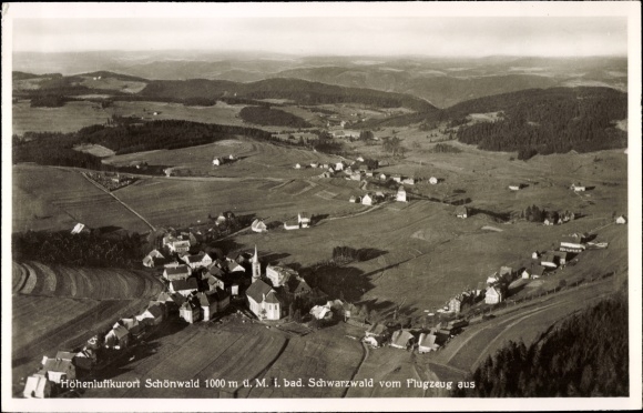 Postcard Schönwald in the Black Forest, aerial photo of the place