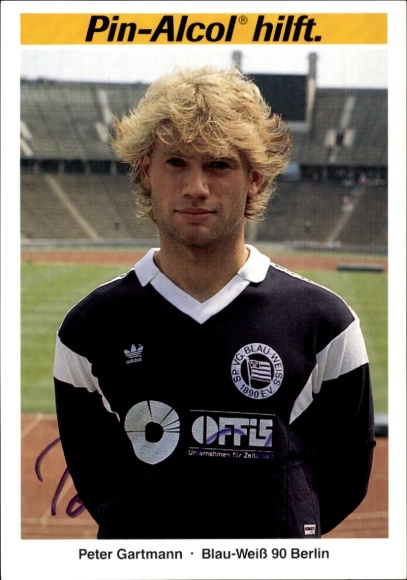 Autogrammkarte Fußballer Peter Gartmann, Blau Weiß 90 Berlin, Autogramm
