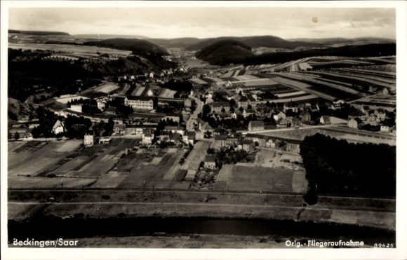 Postcard Beckingen in Saarland, aerial photograph