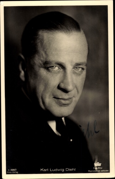 Postcard actor Karl Ludwig Diehl, portrait, Ross Verlag A 2680/1, autograph