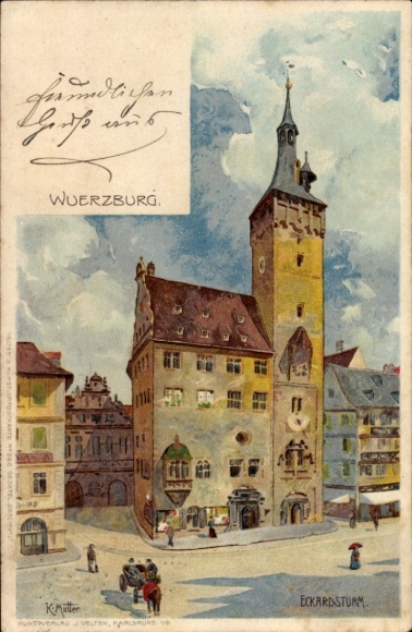 Artist Chromo-Litho Mutter, K., Würzburg am Main Lower Franconia, Eckardsturm