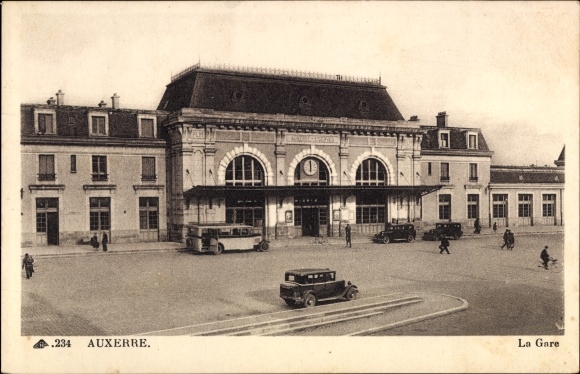 Postcard Auxerre Yonne, Bahnhof