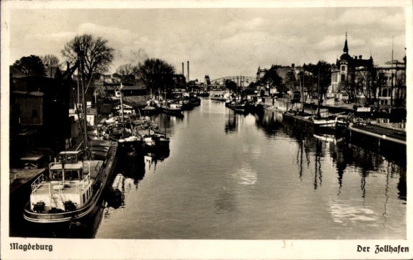 Postcard Magdeburg on the Elbe, Zollhafen