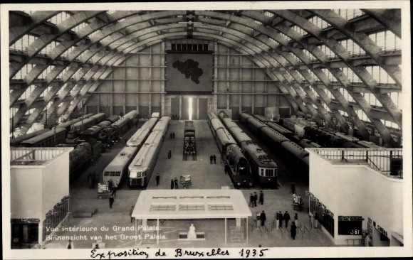 KP Bruksela, wystawa światowa 1935, Grand Palais, widok wnętrza, koleje