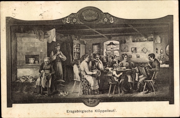 Ak Ansprung Marienberg im Erzgebirge, Klöppelleut, Jugendherberge Hüttstadtmühle