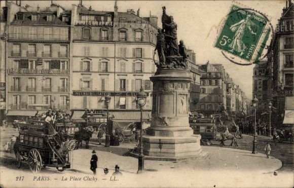 Ak Parijs, Place Clichy, monument
