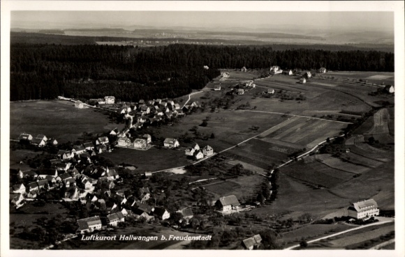 Postcard Hallwangen Dornstetten in the Black Forest Württemberg, aerial photograph