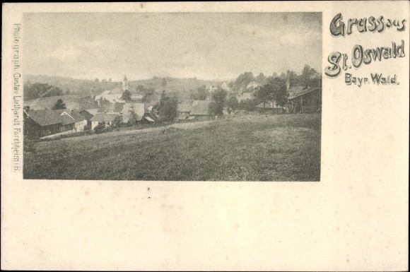 Ak Sankt Oswald in Bayern, Panorama vanaf de plek