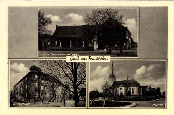 PC Frankleben Braunsbedra in the Saalekreis, church, inn, lower courtyard