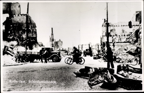 foto Rotterdam Zuid-Holland Nederland, Schiedamschedijk, oorlogsschade, II WO