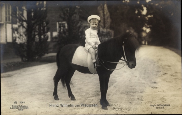 Postcard Prince Wilhelm of Prussia on a pony