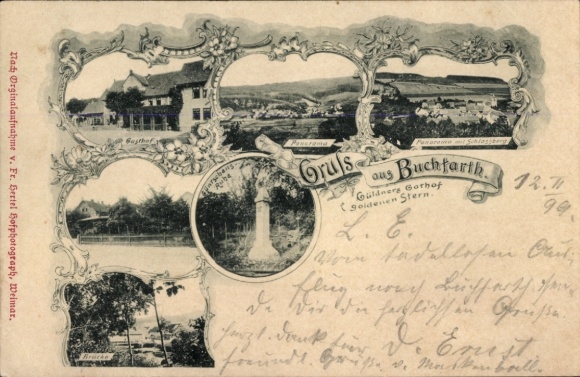 Postcard Buchfart Weimarer Land, Gasthof goldener Stern, Panorama