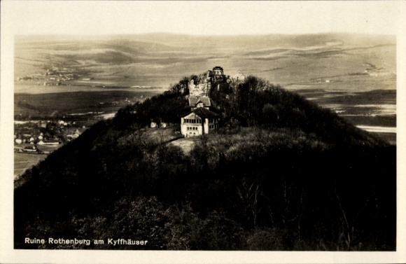 Ak Bad Frankenhausen am Kyffhäuser Thüringen, Ruine Rothenburg, Berg, Wald, Gebäude