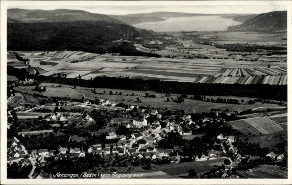 Ak Orsingen Nenzingen Baden Württemberg, landschapsmening, luchtfoto, dorpsgebouwen, bad