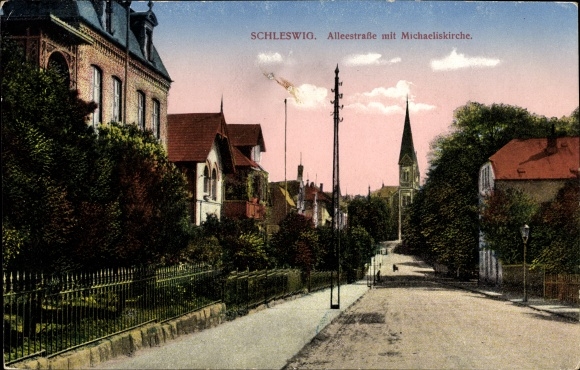 Ak Schleswig in Schleswig Holstein, Alleestraße, Michaeliskirche