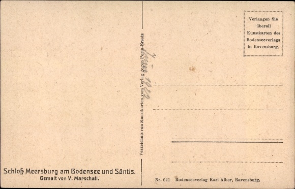 Artist PC Marschall, V., Meersburg on Lake Constance, castle, Säntis