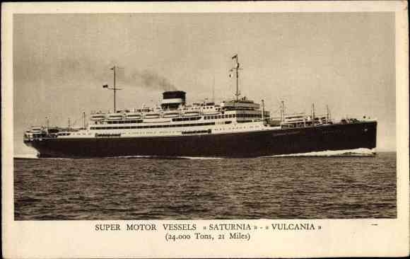 Ak Stoom boot Saturnia, Cosulich&#39; Soc Triestina di Navigazione