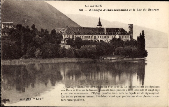 CPA Aix-les-Bains Savoie, Abbaye d'Hautecombe et le Lac du Bourget