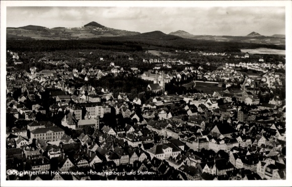 Postcard Göppingen in Württemberg, aerial photograph, Hohenstaufen, Stuffen