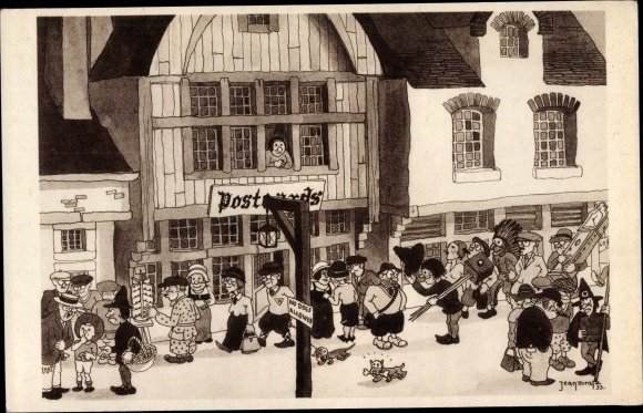 Artist Postcard Dratz, Jean, Chicago World's Fair 1933, Picturesque Belgium, Ye Old Print Shop