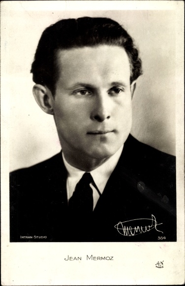 Postcard Pilot Jean Mermoz, Flugpioneer, portrait