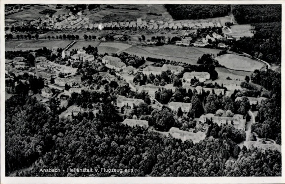 KP Ansbach w środkowej Frankonii Bawaria, sanatorium, zdjęcie lotnicze