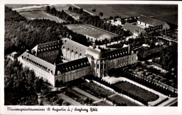 Postcard Siegburg Mülldorf Sankt Augustin North Rhine Westphalia, Aerial view of the missionary seminary