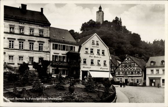 Postcard Bad Berneck in the Fichtelgebirge Upper Franconia, market square, guest house, Bube