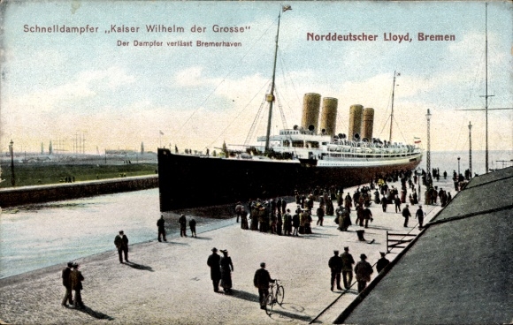 Ak Schnelldampfer Kronprinz Wilhelm in Bremerhaven