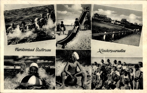 Postcard Island Baltrum in East Frisia, children's paradise, group pictures, slide