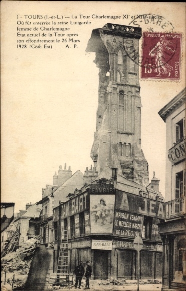 Ak Tours Indre et Loire, La Tour Charlemagne