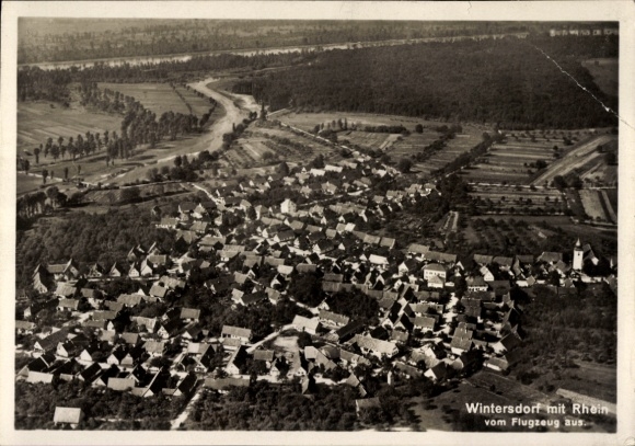 Ak Wintersdorf Rastatt im Schwarzwald, Fliegeraufnahme