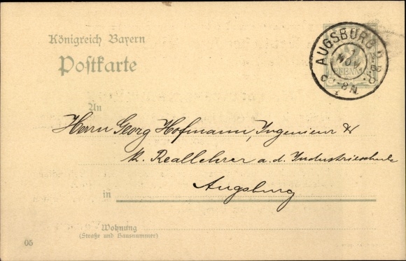 Postcard Augsburg, district association of German engineers, 15th association meeting 1905