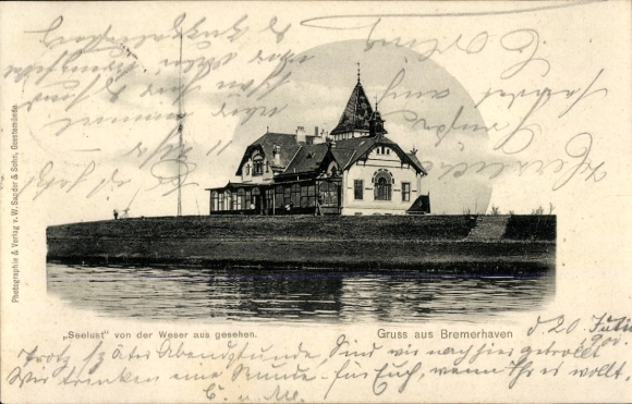 Ak Bremerhaven, Seelust von der Weser, Ansicht, Begrüßung, Fotografie
