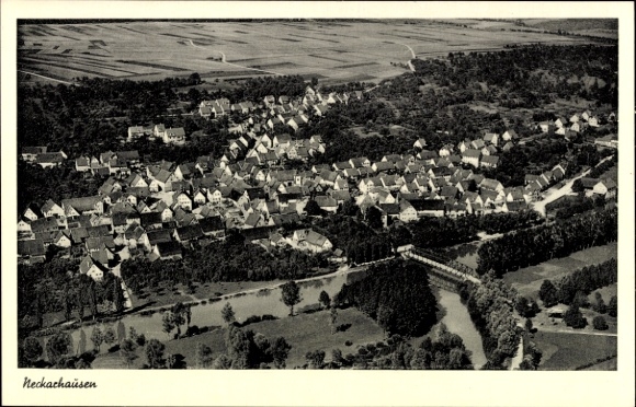 Postcard Neckarhausen Nürtingen am Neckar Württemberg, aerial photograph