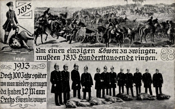 Postcard Leipzig in Saxony, Killed escaped lions, police officers