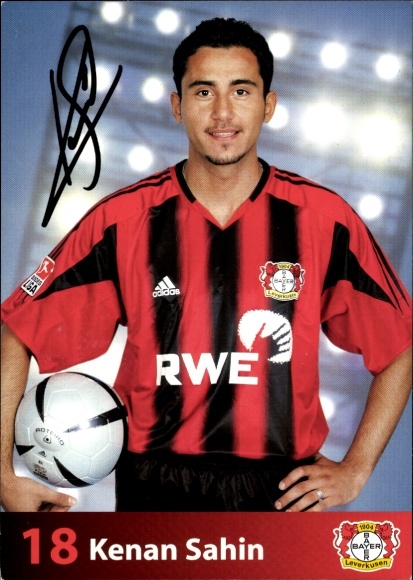 Autogrammkarte Fußballer Kenan Sahin, Bayer 04 Leverkusen, Autogramm