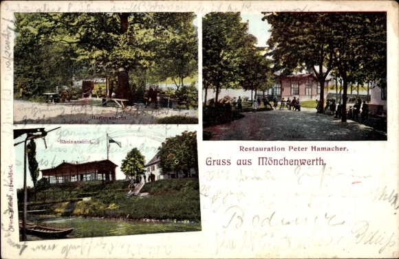 Postcard Meerbusch, restoration Peter Hamacher, garden view, Mönchenwerth