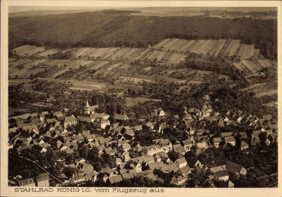 Postcard Bad king in the Odenwald Hessen, aerial photograph