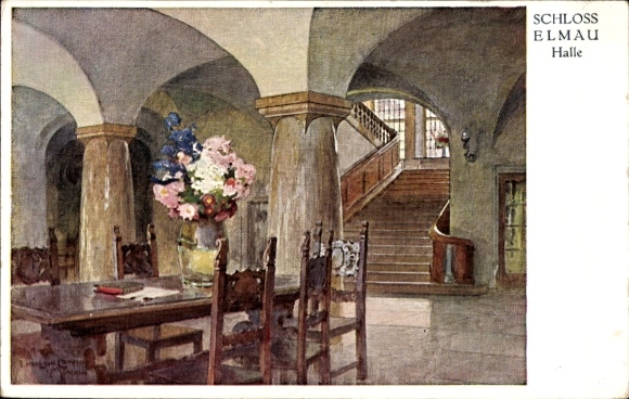 Artist Postcard Compton, Edward Harrison, Klais Krün Upper Bavaria, Elmau Castle, Halle